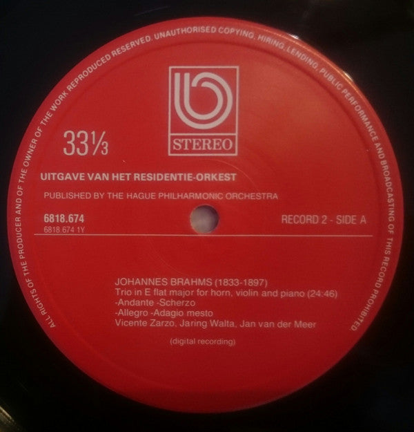 Residentie Orkest : Soloists From The Orchestra Play Chambermusic - Brahms Trio - Martinu Sextet (LP)