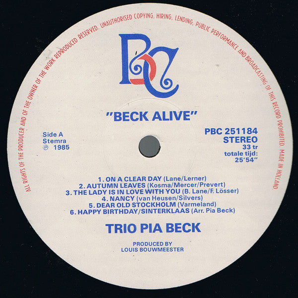 Pia Beck : Beck Alive (LP, Album)