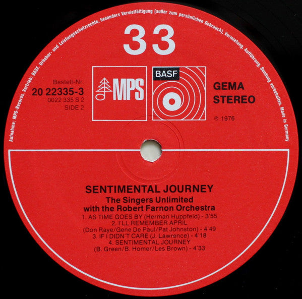 The Singers Unlimited : Sentimental Journey (LP, Album)