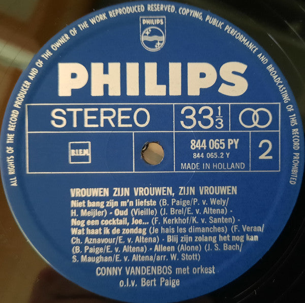 Conny Vandenbos : Vrouwen Zijn Vrouwen, Zijn Vrouwen (LP, Album)
