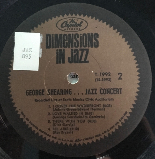 The George Shearing Quintet : Jazz Concert (LP, Album, Mono, Scr)