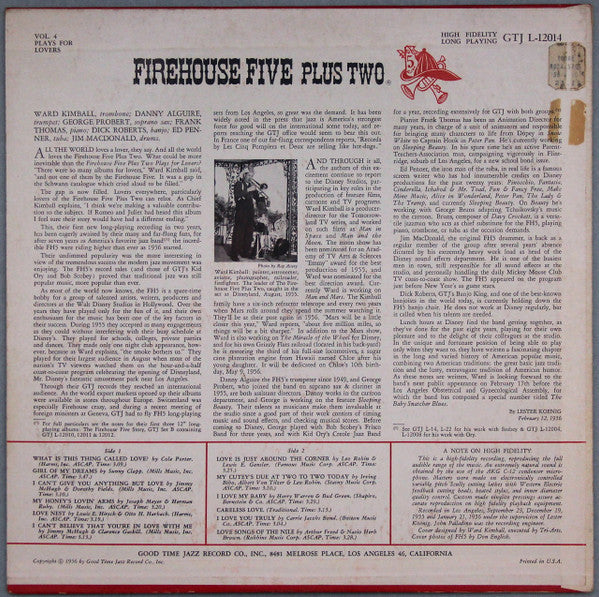 Firehouse Five Plus Two : Plays For Lovers (LP, Album)