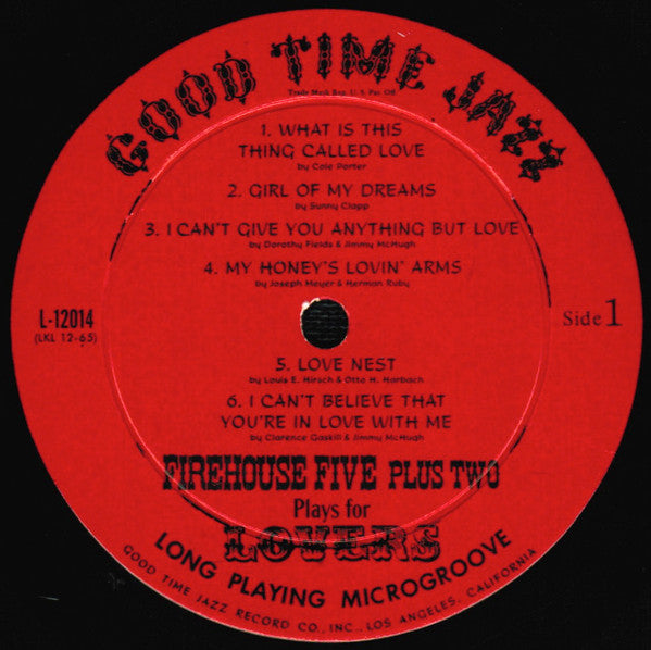 Firehouse Five Plus Two : Plays For Lovers (LP, Album)
