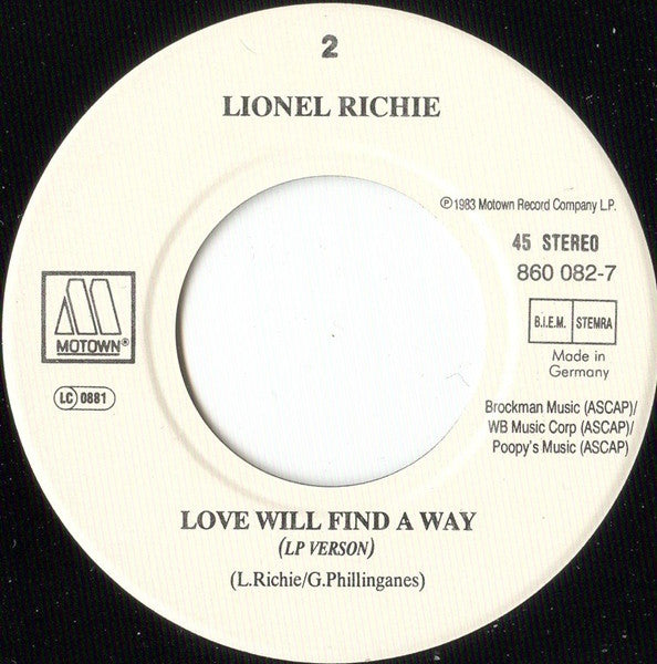 Lionel Richie : Love, Oh Love (7", Single)