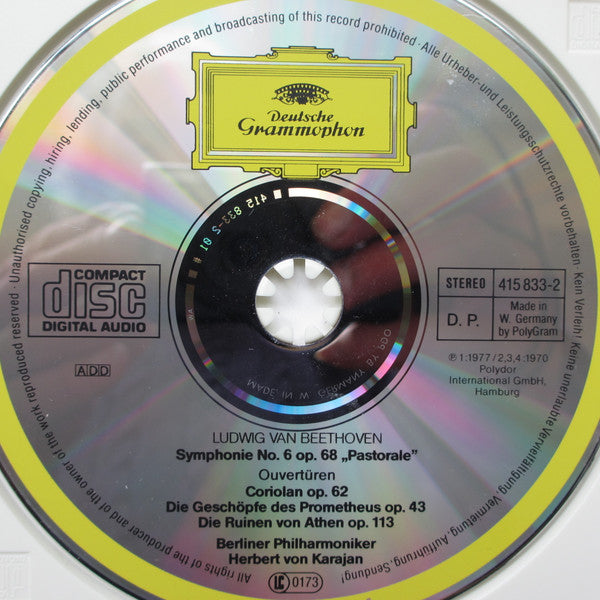 Ludwig van Beethoven : Berliner Philharmoniker, Herbert von Karajan : Symphony No. 6 "Pastoral", Overtures: "The Creatures Of Prometheus", "The Ruins Of Athens", "Coriolan" (CD, Comp, RM)