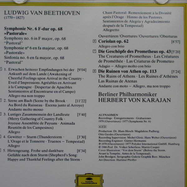 Ludwig van Beethoven : Berliner Philharmoniker, Herbert von Karajan : Symphony No. 6 "Pastoral", Overtures: "The Creatures Of Prometheus", "The Ruins Of Athens", "Coriolan" (CD, Comp, RM)
