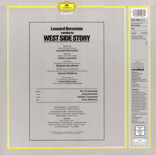 Leonard Bernstein : West Side Story (The Making Of The Recording) (CDV, 12", PAL)
