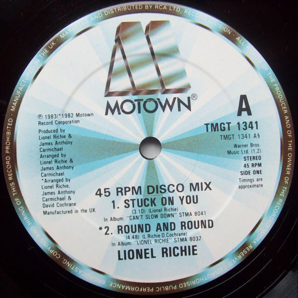 Lionel Richie : Stuck On You  (12", Single)