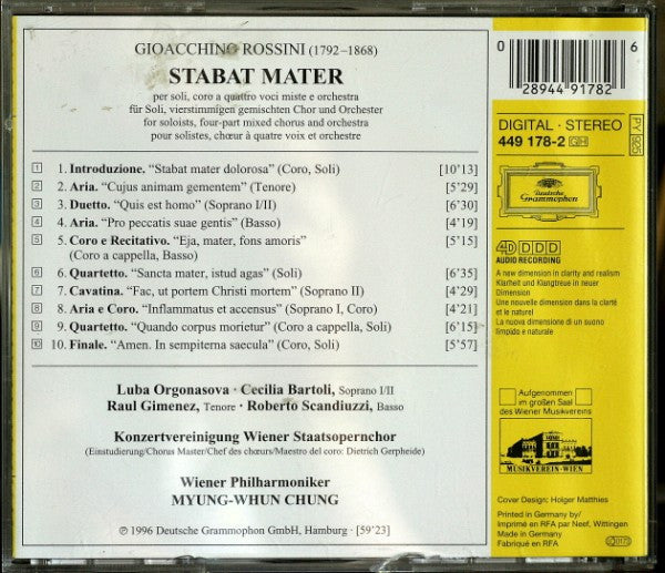 Gioacchino Rossini / Myung-Whun Chung / Wiener Philharmoniker : Stabat Mater (CD, Album)