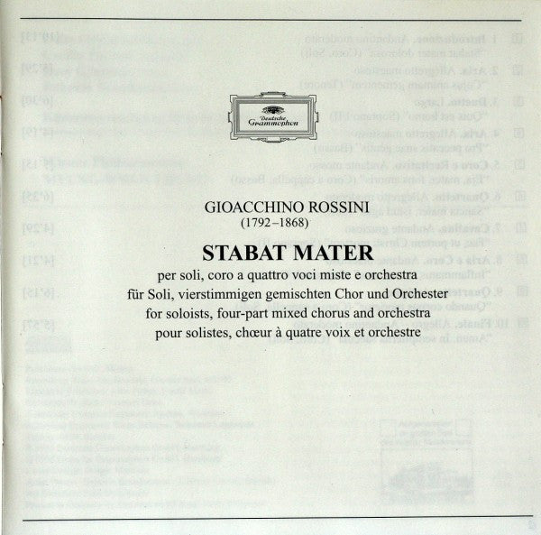 Gioacchino Rossini / Myung-Whun Chung / Wiener Philharmoniker : Stabat Mater (CD, Album)