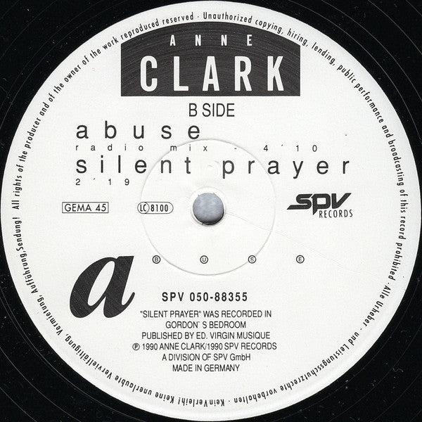 Anne Clark : Abuse (12", Maxi)