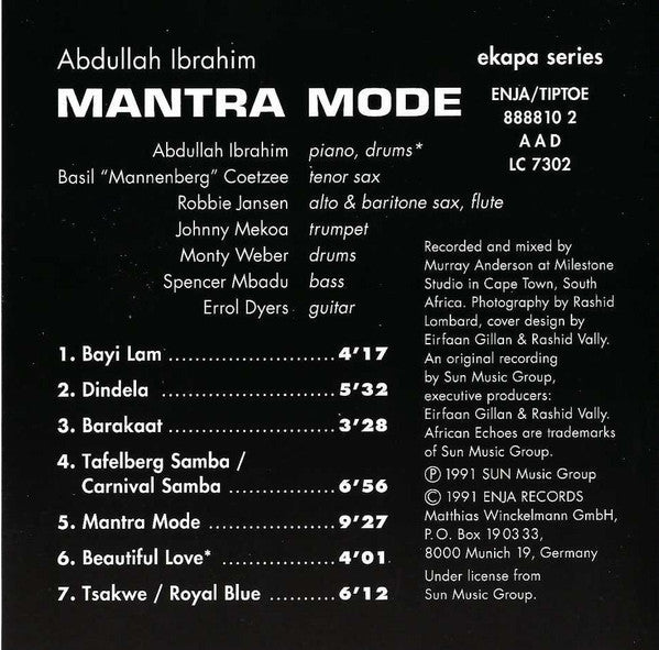 Abdullah Ibrahim : Mantra Mode (CD, Album, RE)