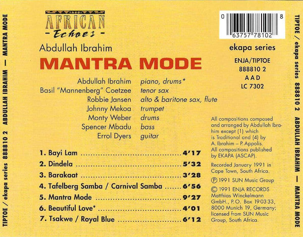 Abdullah Ibrahim : Mantra Mode (CD, Album, RE)