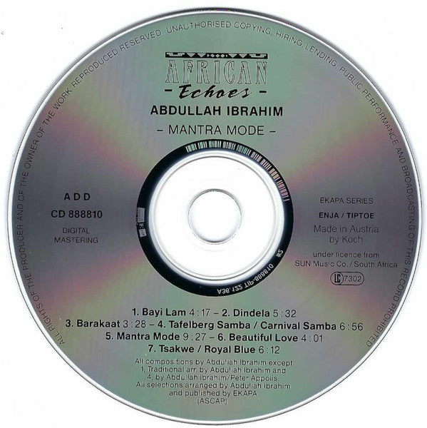 Abdullah Ibrahim : Mantra Mode (CD, Album, RE)