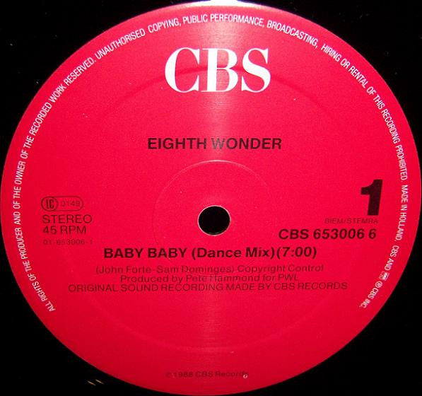 Eighth Wonder : Baby Baby (12", Maxi)