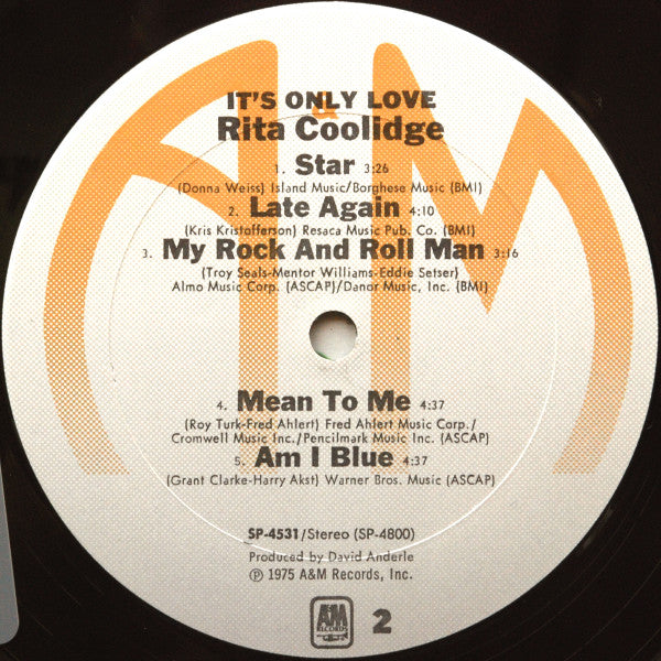 Rita Coolidge : It's Only Love (LP, Album, Pit)