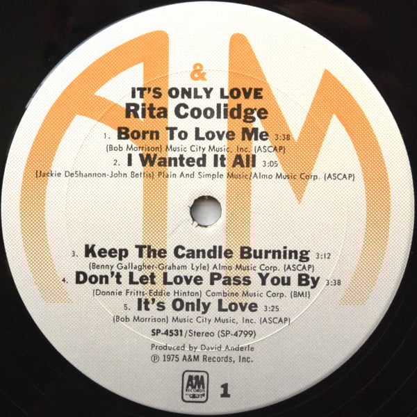 Rita Coolidge : It's Only Love (LP, Album, Pit)
