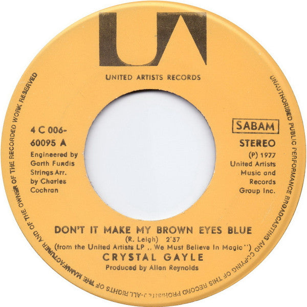 Crystal Gayle : Don't It Make My Brown Eyes Blue (7")