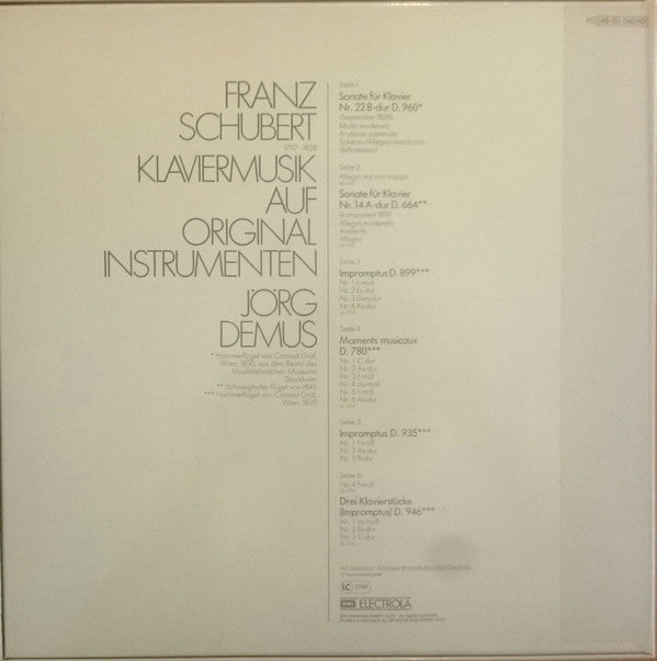 Franz Schubert, Jörg Demus : Klaviermusik Auf Originalinstrumenten (3xLP, Album + Box)