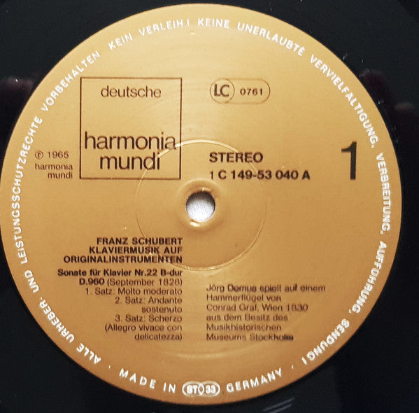 Franz Schubert, Jörg Demus : Klaviermusik Auf Originalinstrumenten (3xLP, Album + Box)