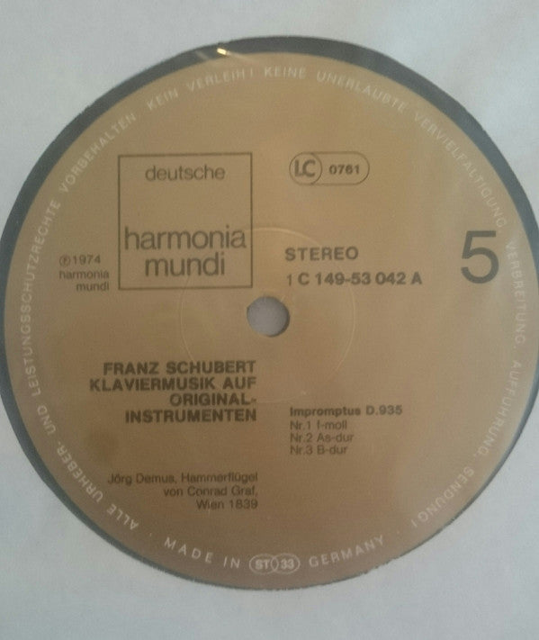 Franz Schubert, Jörg Demus : Klaviermusik Auf Originalinstrumenten (3xLP, Album + Box)