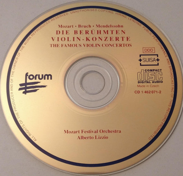 Wolfgang Amadeus Mozart, Max Bruch, Felix Mendelssohn-Bartholdy, Mozart Festival Orchestra (2), Alberto Lizzio : Die Berühmten Violin-Konzerte (2xCD)