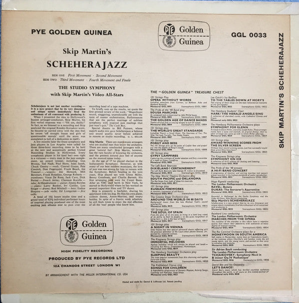 The Studio Symphony With The Video All-Stars Conducted By Skip Martin : Scheherajazz (LP, Album, Mono)
