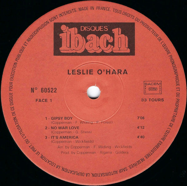 Leslie O'Hara : Gipsy Boy (LP, Album, Dis)