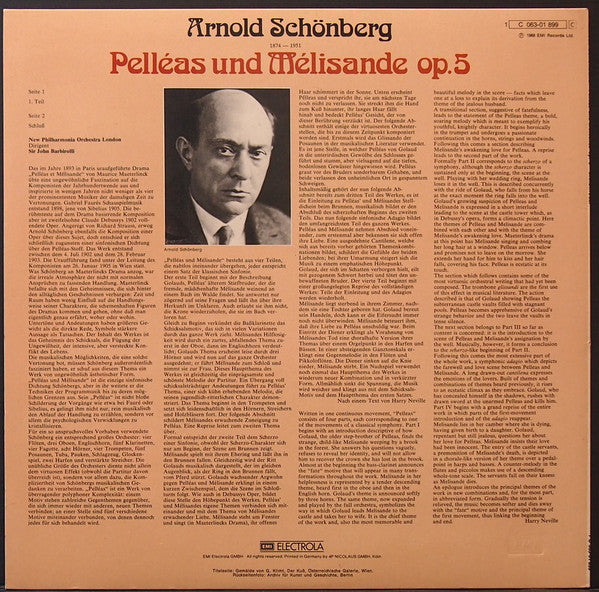 Arnold Schoenberg, New Philharmonia Orchestra, Sir John Barbirolli : Pelleas Und Melisande (LP)