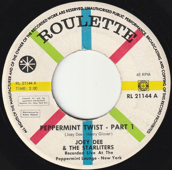 Joey Dee & The Starliters : Peppermint Twist (7", Single)