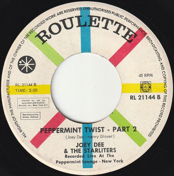 Joey Dee & The Starliters : Peppermint Twist (7", Single)