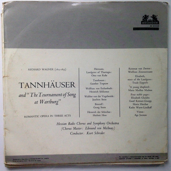 Richard Wagner, Chor Des Hessischen Rundfunks And Radio-Sinfonie-Orchester Frankfurt, Edmund von Michnay, Kurt Schröder : Tannhauser And The Tournament Of Song At Warburg Romantic Opera In Three Acts  (4xLP)