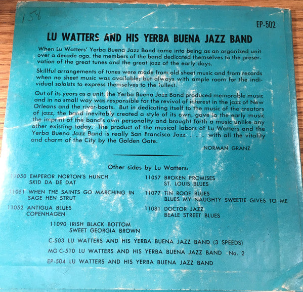 Lu Watters And The Yerba Buena Jazz Band : Lu Watters And His Yerba Buena Jazz Band (7", EP)
