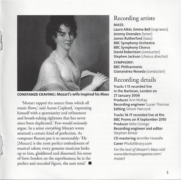 Wolfgang Amadeus Mozart : Mass In C Minor / Symphony No. 40 (CD, Comp)