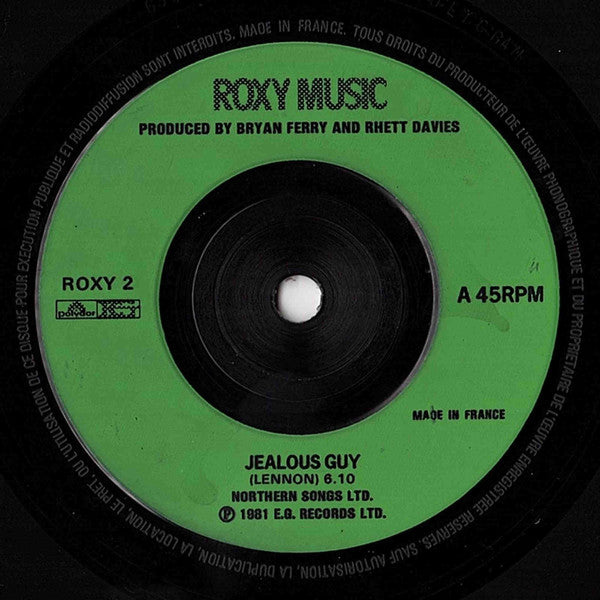 Roxy Music : Jealous Guy (7", Single, Sol)