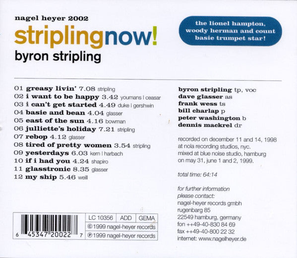 Byron Stripling : Stripling Now! (CD, Album)