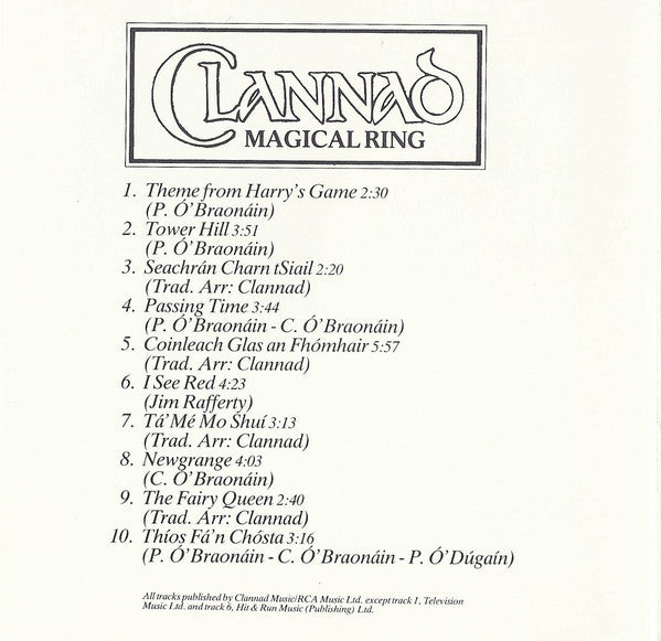 Clannad : Magical Ring (CD, Album, RE, Son)