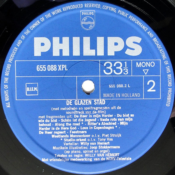Willy van Hemert / Tony Vos / Westlands Mannenkoor / Piet Struijk : De Glazen Stad (Original Soundtrack) (LP, Album, Mono)