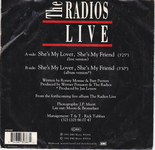 The Radios : She's My Lover, She's My Friend (Live) (7", Single)