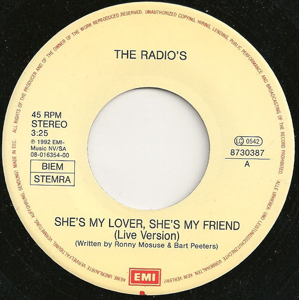 The Radios : She's My Lover, She's My Friend (Live) (7", Single)