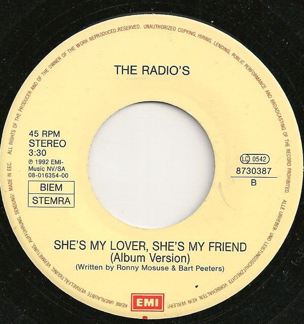 The Radios : She's My Lover, She's My Friend (Live) (7", Single)