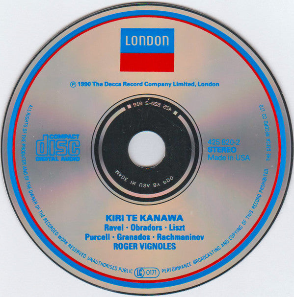 Kiri Te Kanawa, Roger Vignoles : Kiri In Recital (CD, Album)