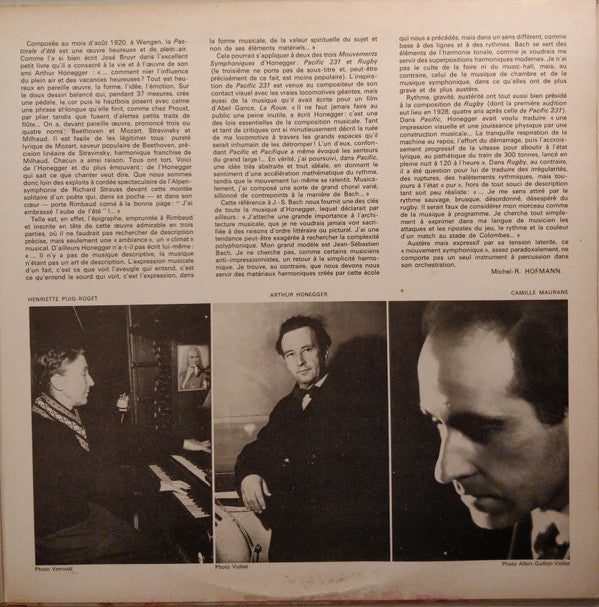Arthur Honegger - Camille Maurane, Chœur de Radio France et Maîtrise de Radio France direction artistique: Marcel Couraud - Orchestre National de France direction: Jean Martinon : Une Cantate De Noël - Pacific 231 - Pastorale D'Été - Rugby (LP)
