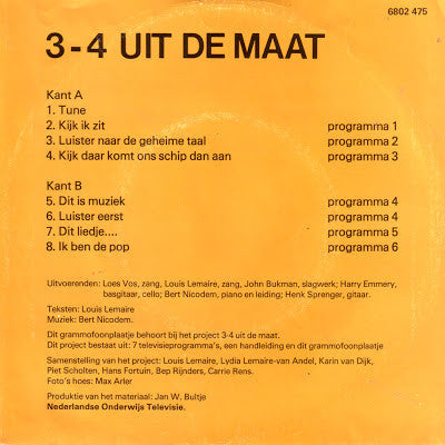 Loes Vos En Louis Lemaire (2) : 3-4 Uit De Maat (7", EP)