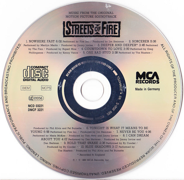 Various : Streets Of Fire - A Rock Fantasy (Music From The Original Motion Picture Soundtrack) (CD, Comp, RE)