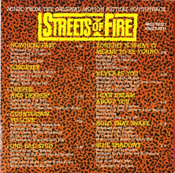 Various : Streets Of Fire - A Rock Fantasy (Music From The Original Motion Picture Soundtrack) (CD, Comp, RE)