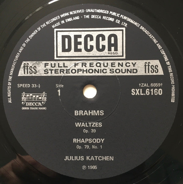 Johannes Brahms, Julius Katchen : The Complete Piano Works Vol. 4 (LP, RP)