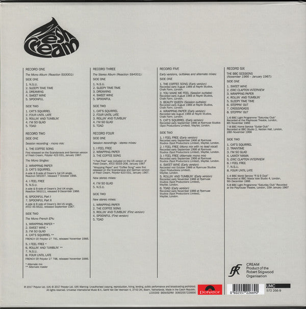 Cream (2) : Fresh Cream (6xLP, Album, Mono + Box, Dlx)