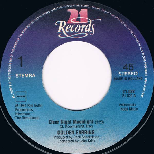 Golden Earring : Clear Night Moonlight (7", Single)