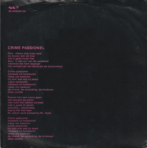 Frank Boeijen Groep : Crime Passionel (7", Single)